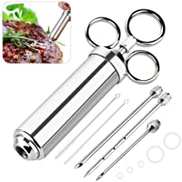 EXTSUD Jeringa de Cocina para Marinar 60 ml Inyector de Salsas de Acero Inoxidable con 3 Agujas- Idea para Marinar…